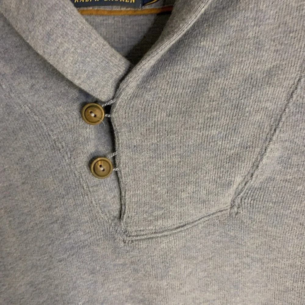 Polo Ralph Lauren Cotton Mock Neck Button Pony LS‎ Sweater Pullover Blue Men XXL